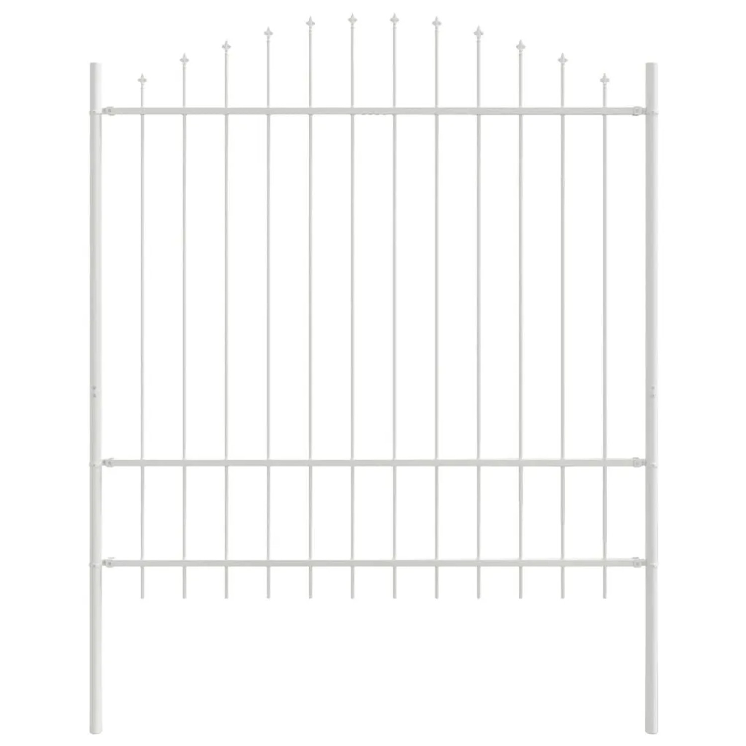 vidaXL Gartenzaun Weiß 340 x 175 cm Pulverbeschichteter Stahl 3360140 günstig online kaufen