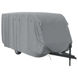 Graue vidaXL Schutzhülle für Wohnwagen 670x250x220 cm aus Vliesstoff.