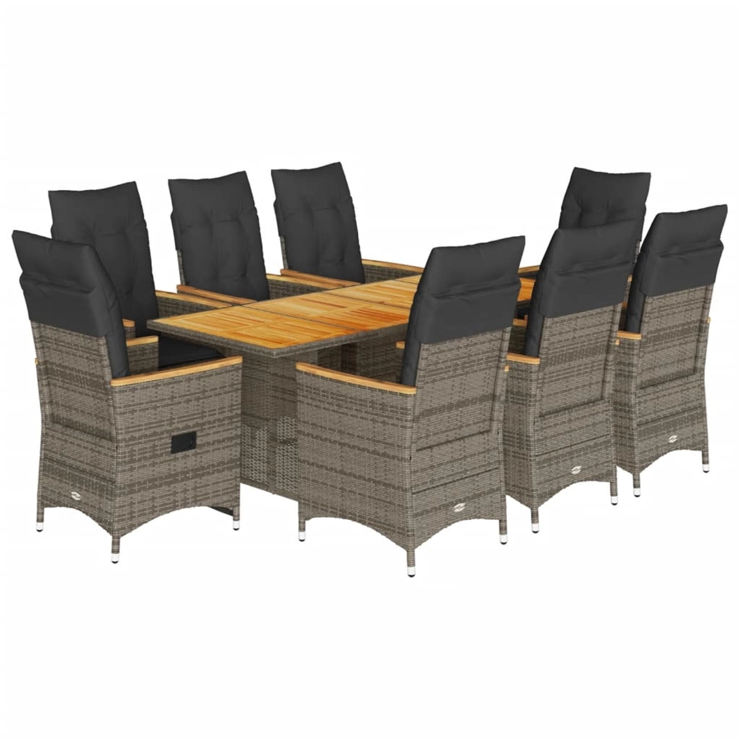 vidaXL 9-Tlg Garten-Essgruppe mit Kissen Grau Poly Rattan 3276854 günstig online kaufen