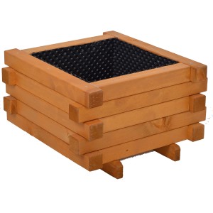 Massiver, vintage-grauer Gaspo Pflanzkasten Faak aus Fichtenholz, 42x70x70 cm.