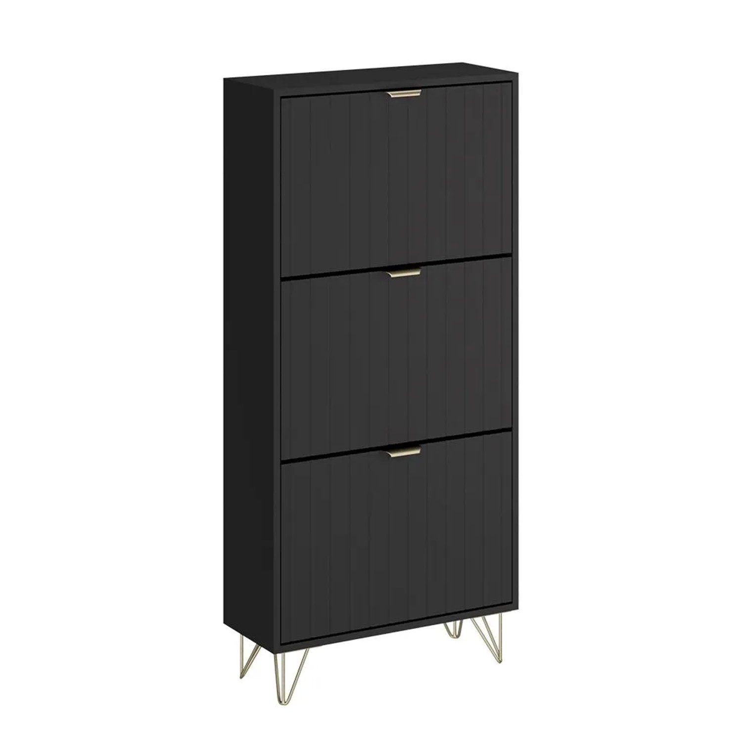 Vicco Schuhschrank Helge Schwarz 60 x 129 3 Fächer Art Nr 54234