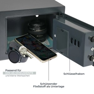 HMF 46126-11 Möbeltresor Elektronikschloss 23 x 17 x 17 cm Anthrazit