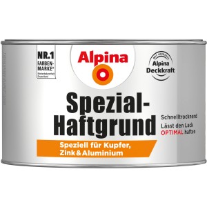 Dose Alpina Spezial-Haftgrund, weiß, 300ml für Nichteisenmetalle wie Zink, Aluminium und Kupfer.