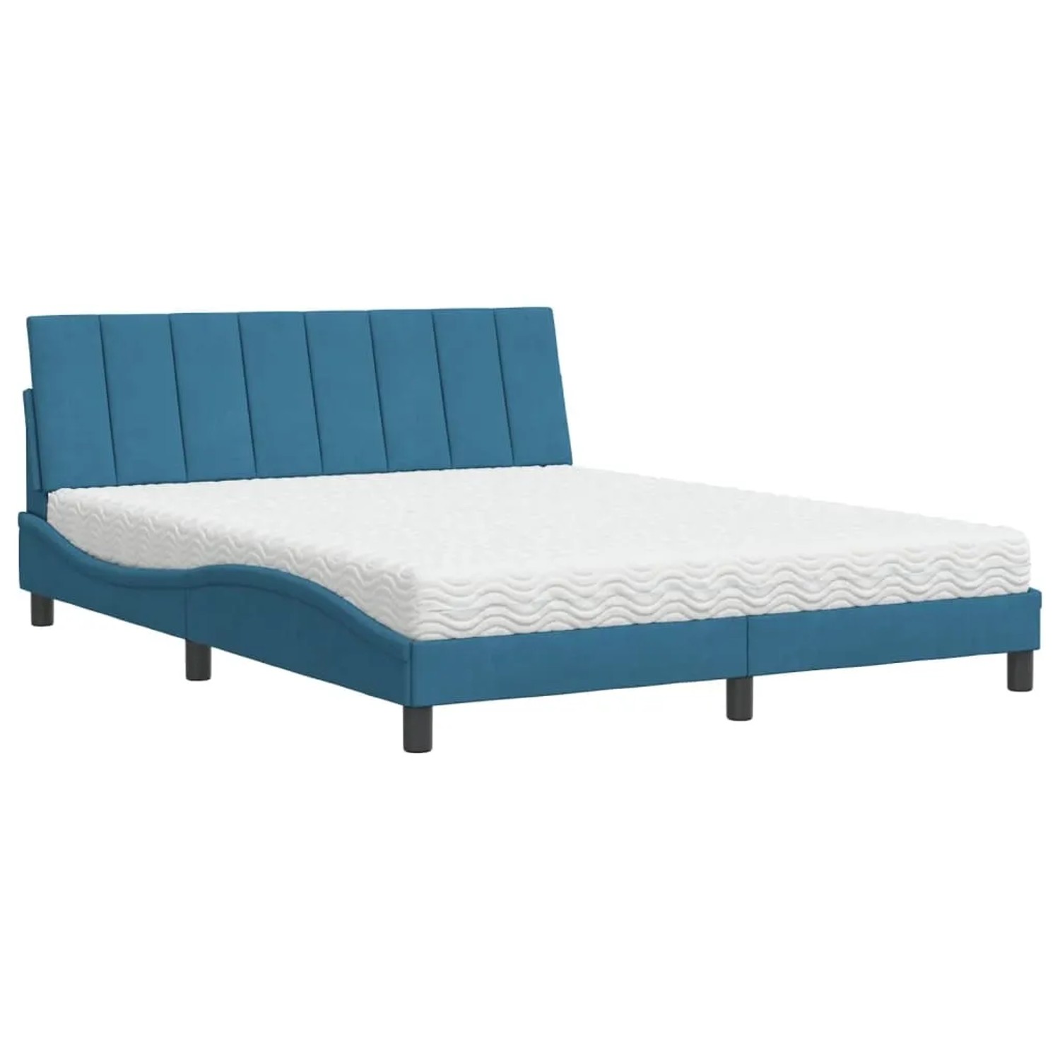 vidaXL Bett mit Matratze Blau 160x200 cm Samt Modell 12008804