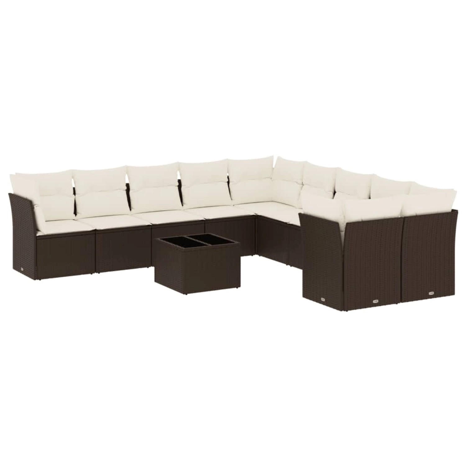 vidaXL 11-Tlg Garten-Sofagarnitur mit Kissen Braun Poly Rattan 3250092 günstig online kaufen