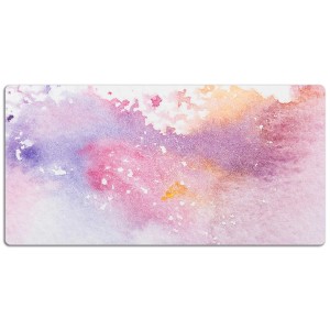 Rosa Schreibtischunterlage 100x50 cm mit Aquarell-Design (Süßigkeitenflecken) für Bürobedarf.