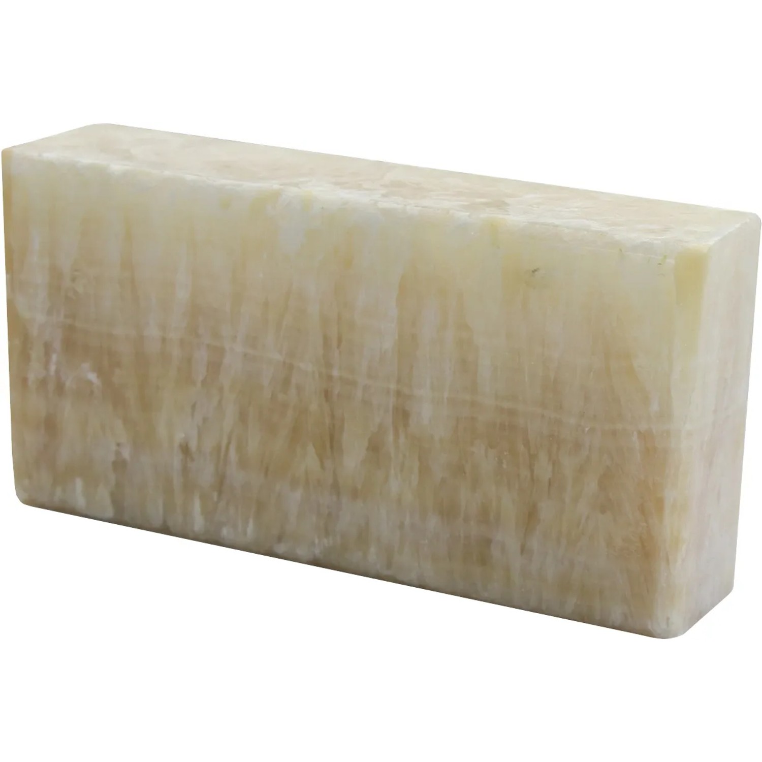 Naturbaustein Crystal Collection Nature Touch Wooden Onyx, elfenbeinfarbener Glasbaustein mit Holzmaserung.
