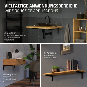 ML-Design Wandkonsole 2er Set, L-Form, schwarz, für Waschtisch, vielseitig einsetzbar.