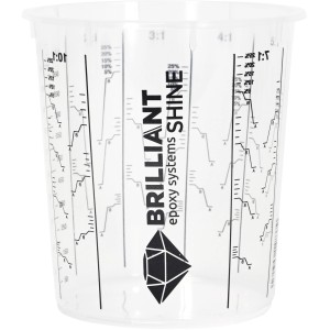 Transparenter Brilliant Shine Mischbecher 1300 ml für Epoxidharz mit Messskala.