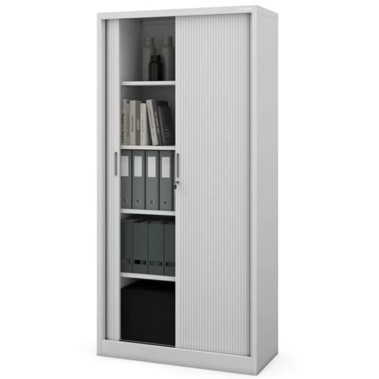 JAN NOWAK Aktenschrank Abschließbar DAMIAN mit Rolladentüren 185 x 90 x 45 cm Grau