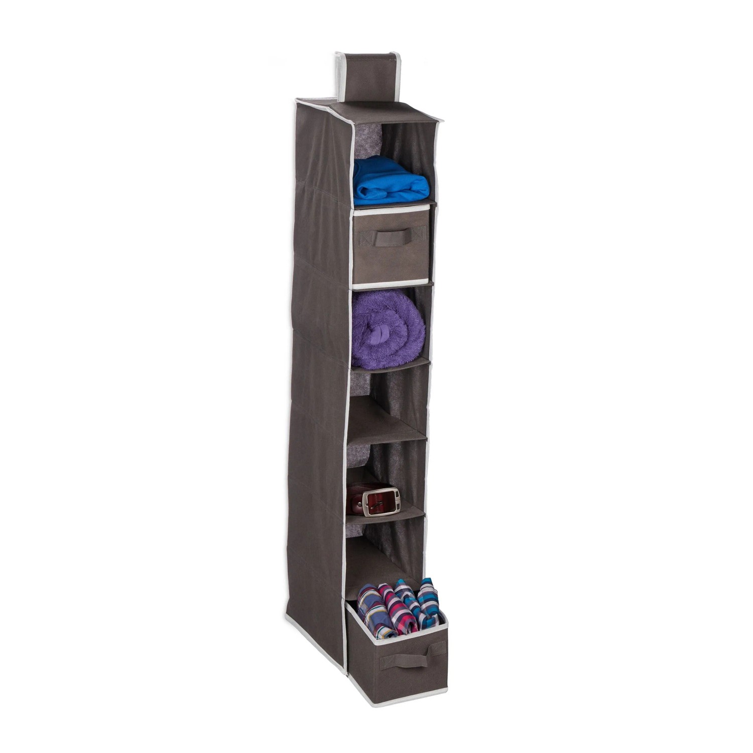 Relaxdays Hängeregal Vliesstoff Anthrazit 7 Fächer Faltbar 106 cm x 16,5 cm x 31 cm 650 g