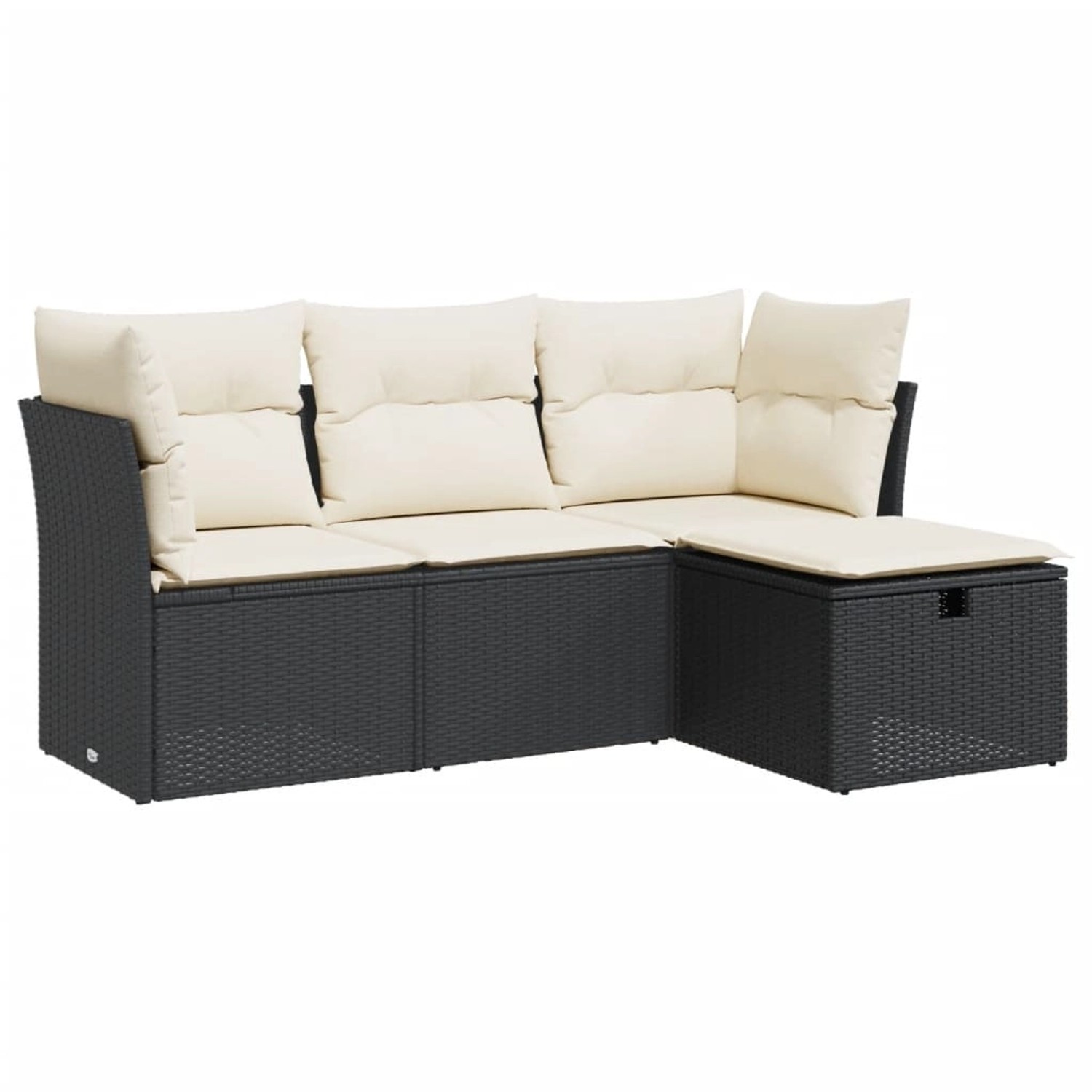 vidaXL 4-Tlg Garten-Sofagarnitur mit Kissen Schwarz Poly Rattan 3325252 günstig online kaufen