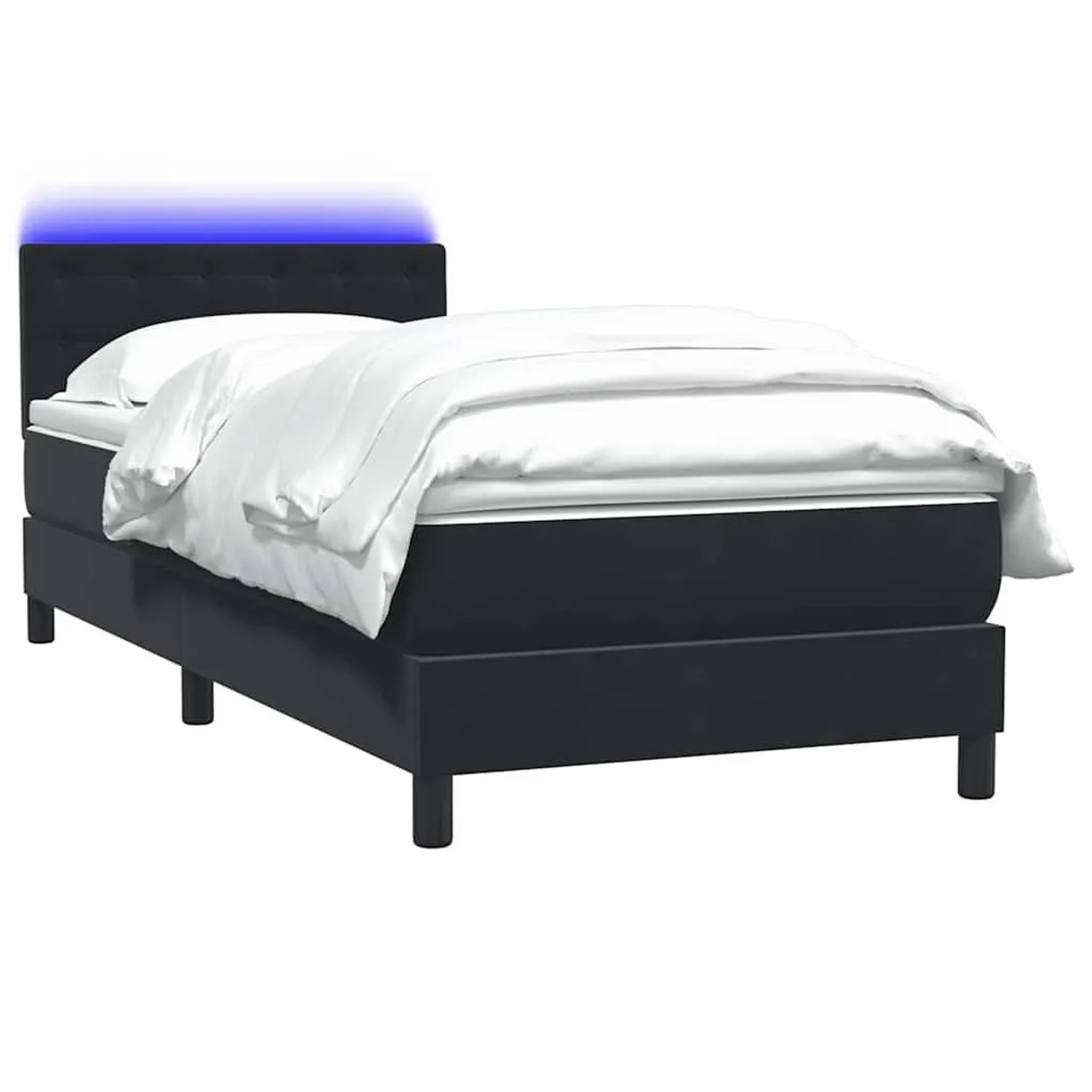 vidaXL Boxspringbett mit Matratze & LED Schwarz 90x220 cm Samt 3317297 günstig online kaufen