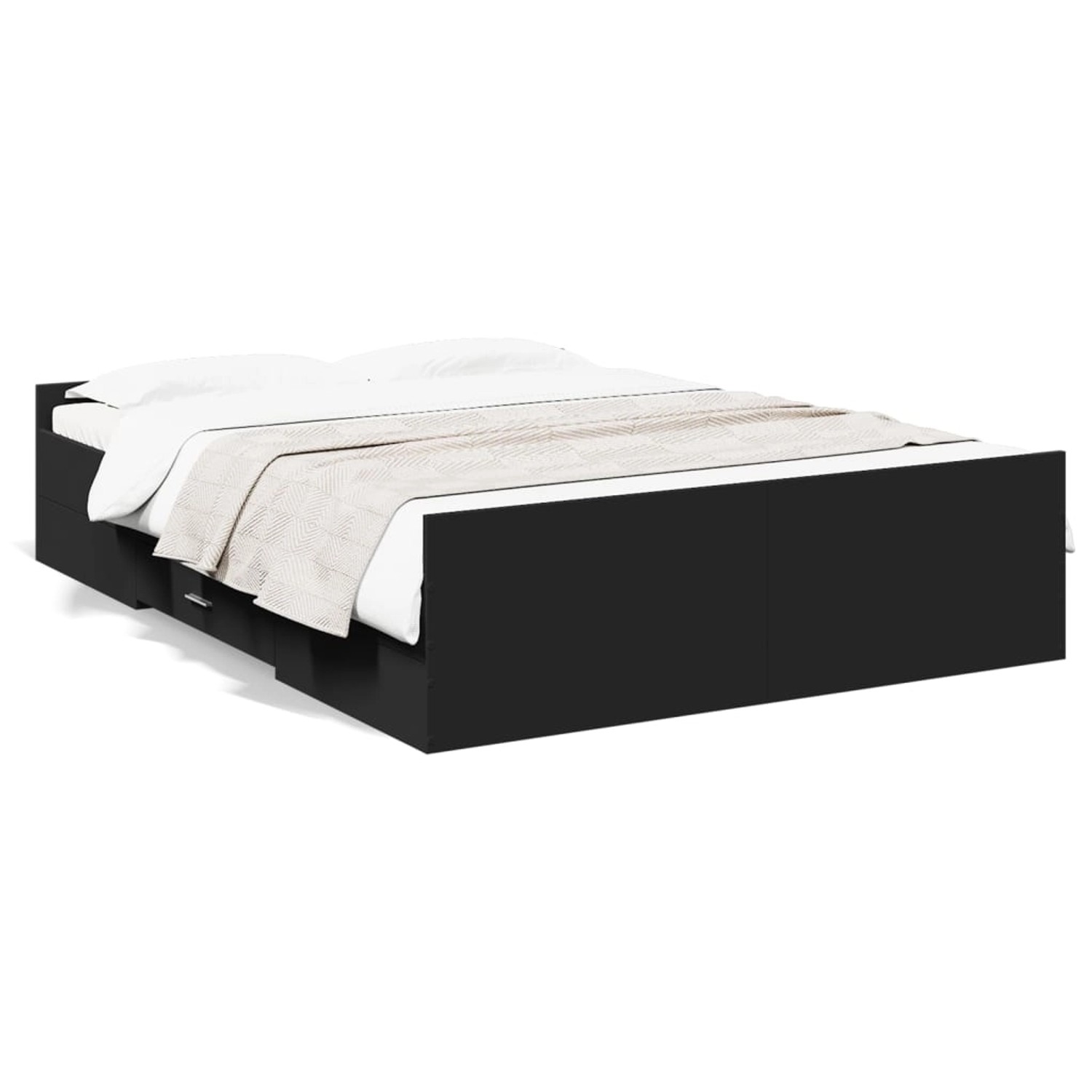 vidaXL Bettgestell mit Schubladen Schwarz 135x190 cm Holzwerkstoff 3280315 günstig online kaufen
