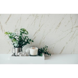 A.S. Création Vliestapete mit Marmoroptik in Weiß und Metallic Gold.