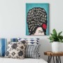 Modernes Wandbild im Retro-Stil mit Frauenkopf und Spruch im 60er-Jahre-Stil. Leinwandbild für Wohnzimmer.