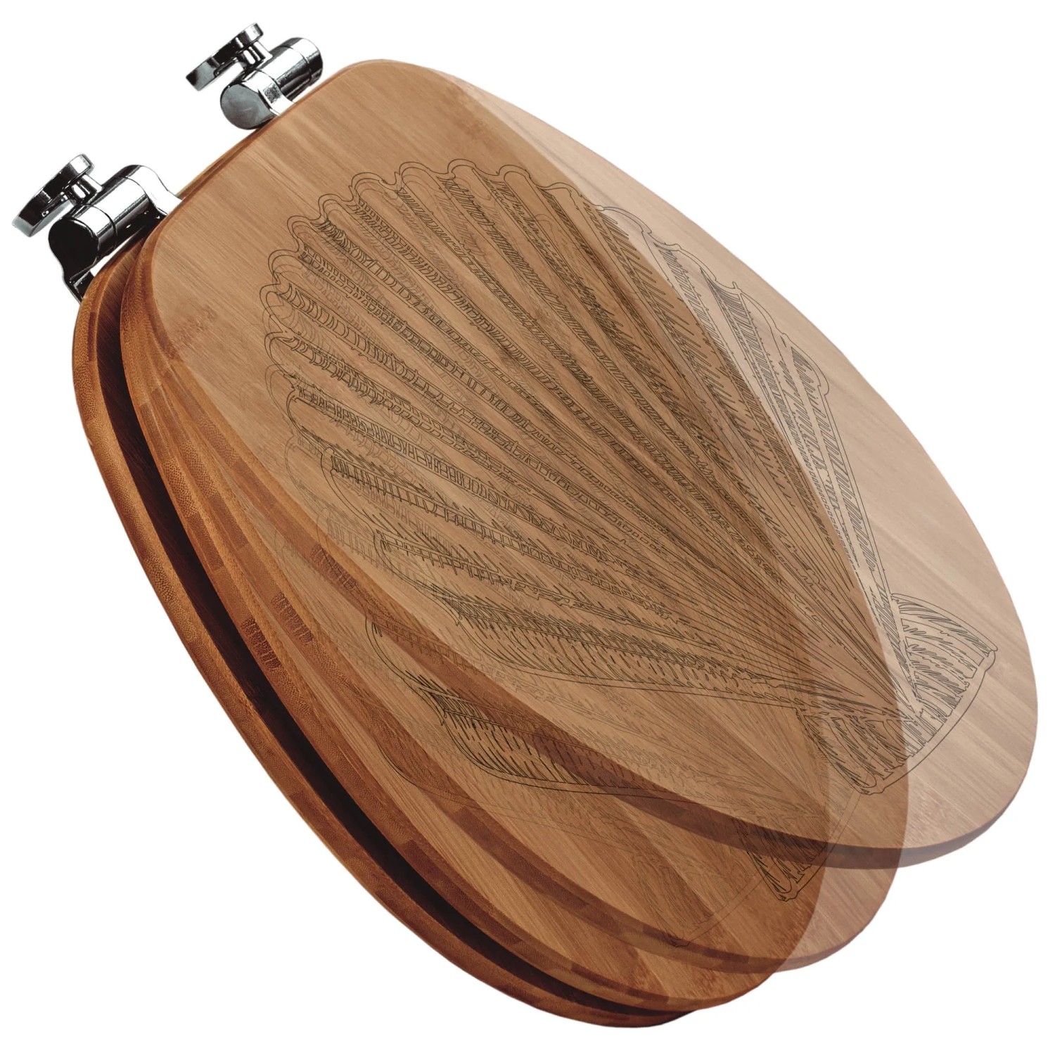 Banjado WC-Sitz aus Bambus mit Muschel-Gravur und Absenkautomatik.