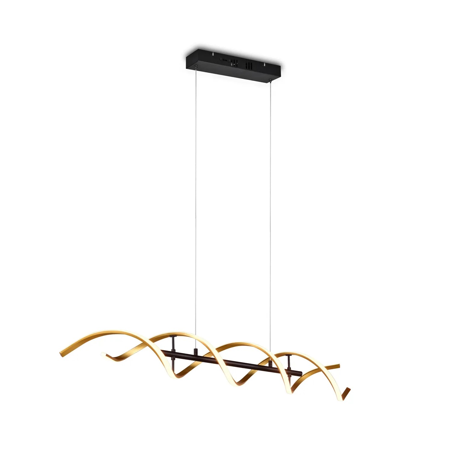Moderne, goldfarbige Trio LED-Pendelleuchte Sequence, 1-flammig, für Wohn- und Essbereich.