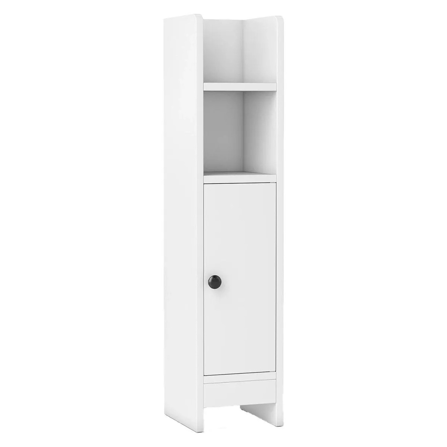 Costway Toilettenschrank Badschrank Schmal mit 2 Abnehmbaren Ablagen Weiß