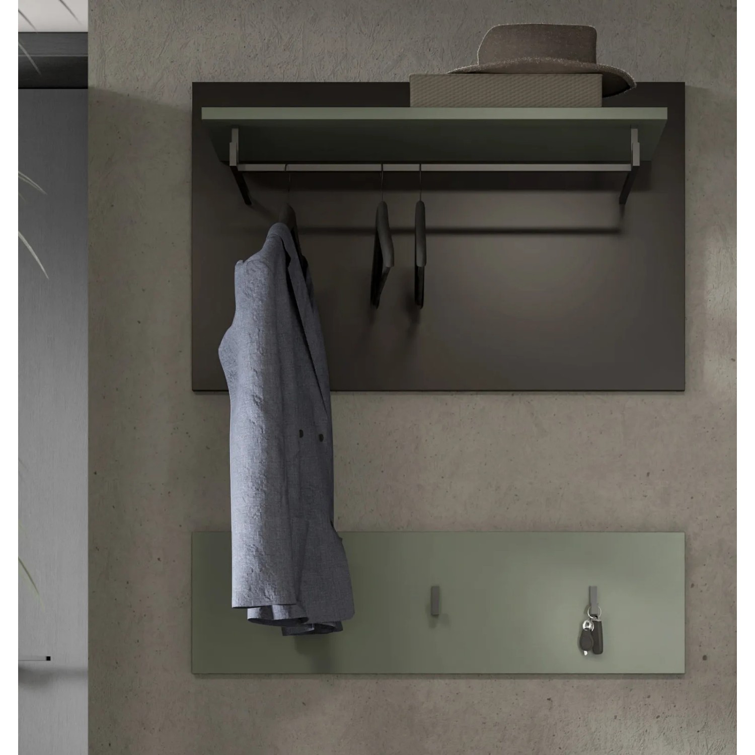 Inn.Furn Garderobenpaneel Set in Salbei und Grau 80 cm Cooper_5