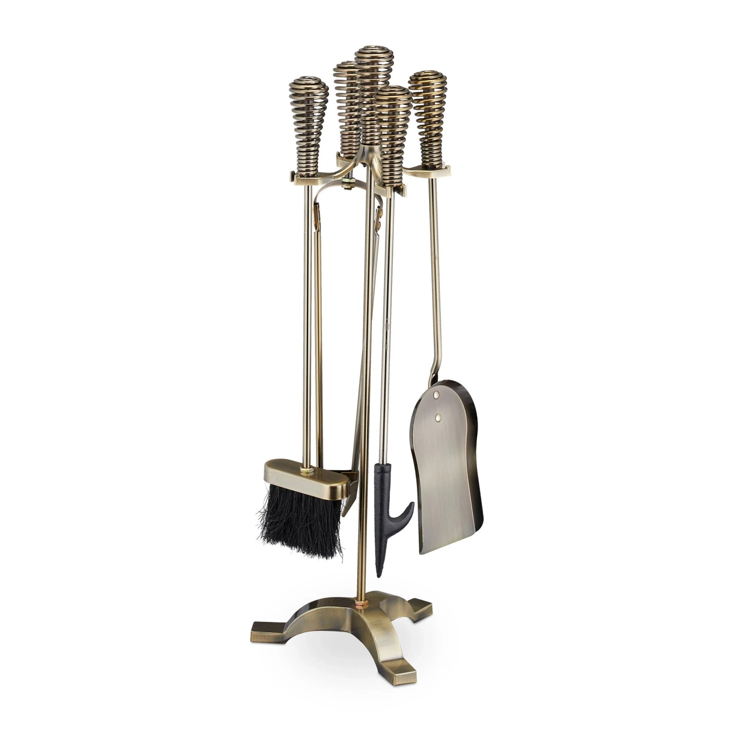 Relaxdays Kaminbesteck Stahl Gold 5-teilig 64 cm x 22 cm x 20 cm 2,5 kg