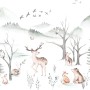 Komar Vliesfototapete Cozy Woods mit Waldtieren und Winterlandschaft, 400x280 cm.