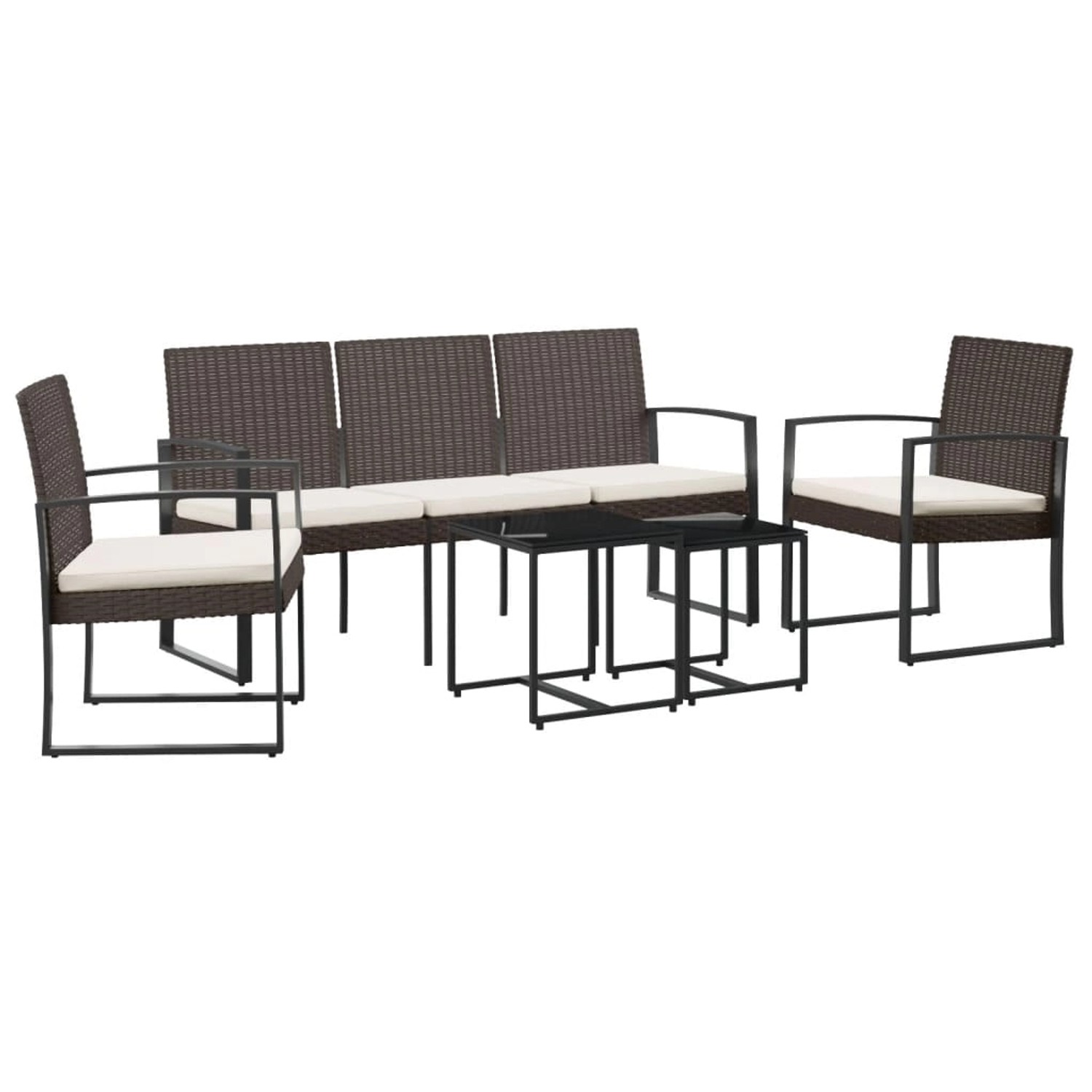 vidaXL 5-Tlg Garten-Essgruppe mit Kissen Braun PP-Rattan 360219 günstig online kaufen