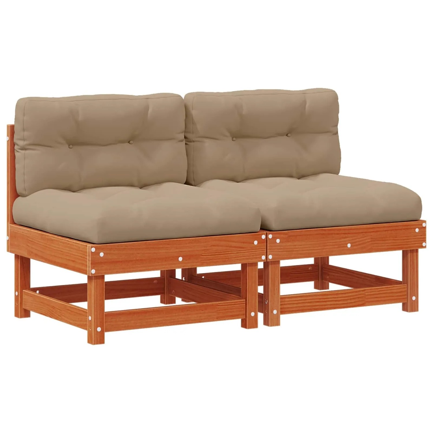 vidaXL Garten Mittelssofa Massives Kiefernholz Wachsbraun 865436