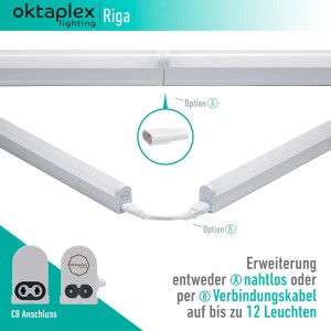 Oktaplex Riga LED Unterbauleuchte für Küche, 114cm, neutralweiß, erweiterbar, mit Schalter.