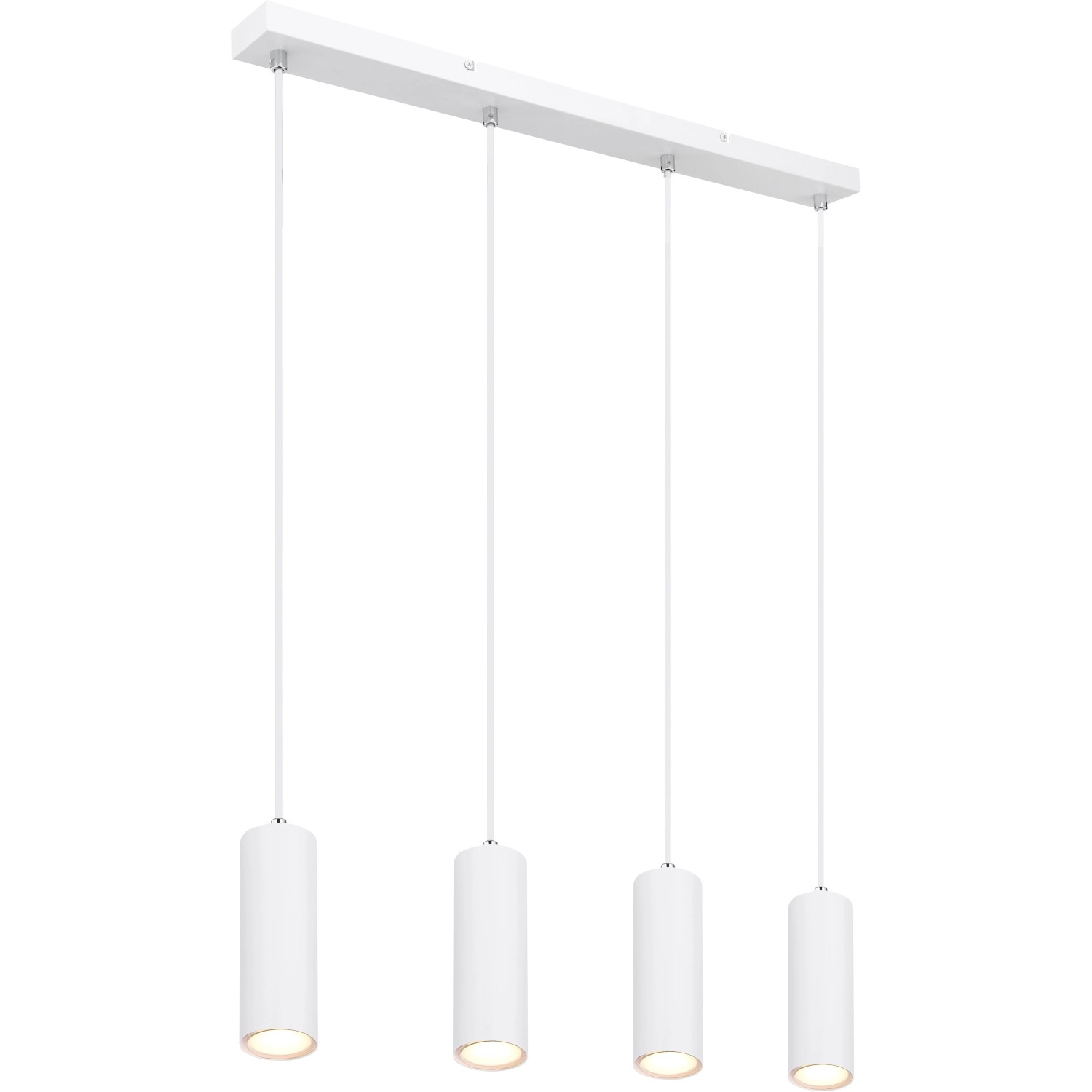 Weiße Globo Pendelleuchte Robby, 4-flammig, modernes Design für Wohnräume.