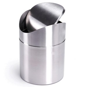 MSV Kosmetikeimer aus Edelstahl, 1,5 l, mit Schwingdeckel in Silber.