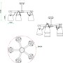 Technische Zeichnung: ARTE LAMP Deckenleuchte, Kronleuchter Design mit Maßen für Wohnzimmer und Schlafzimmer.