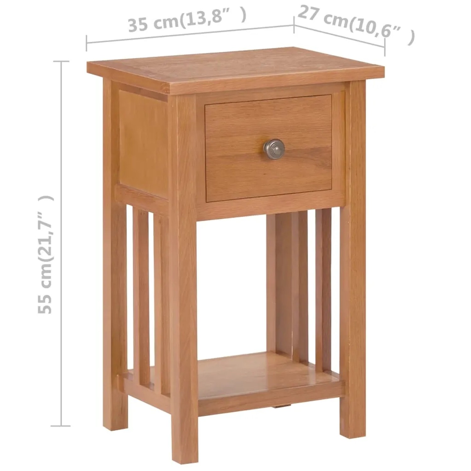 vidaXL Zeitungstisch aus Eiche mit Schublade, 35x27x55 cm. Beistelltisch mit Ablage und Schublade.