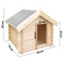 Timbela Hundehütte M401-1 aus Holz, beige-braun, für kleine Hunde geeignet.