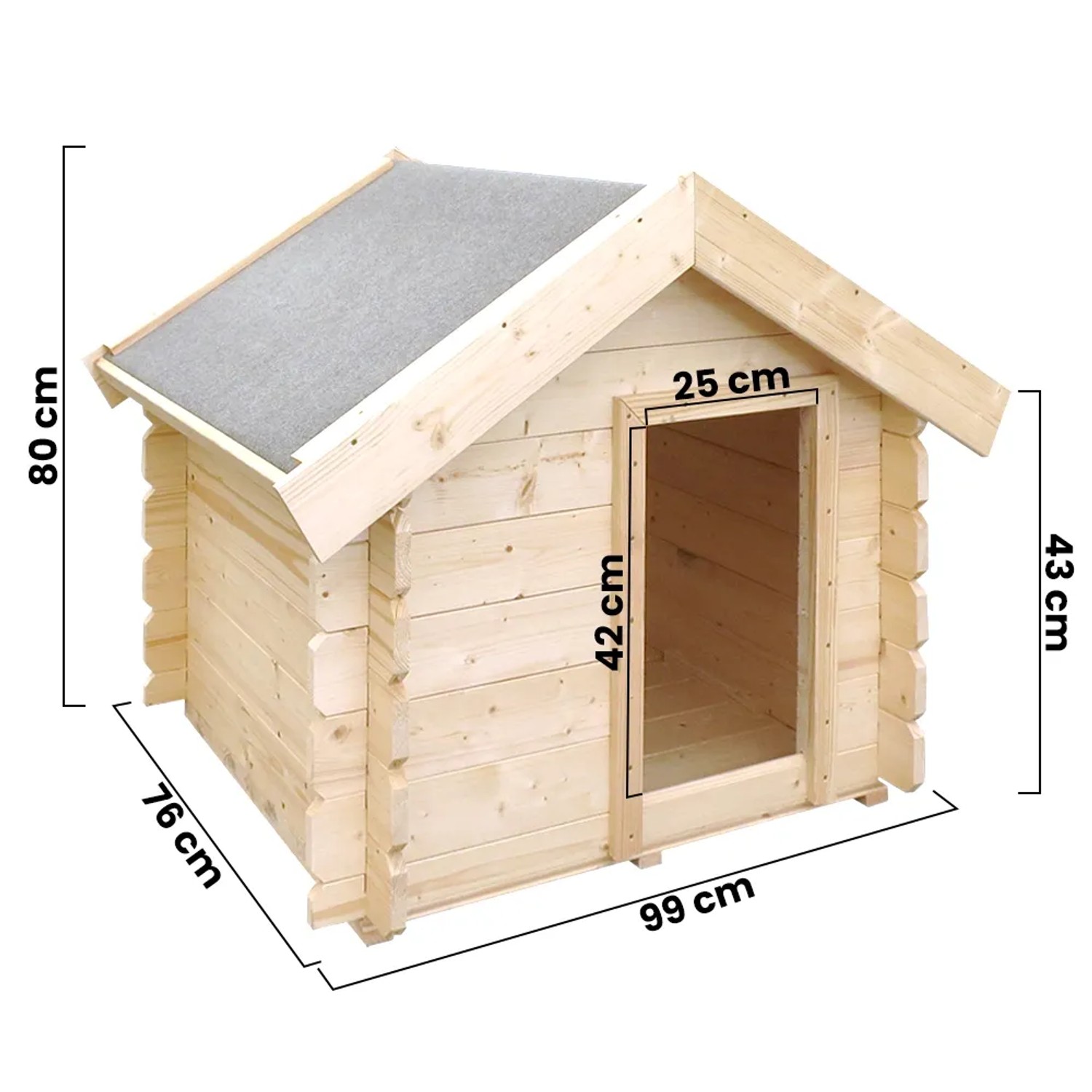 Timbela Hundehütte M401-1 aus Holz, beige-braun, für kleine Hunde geeignet.