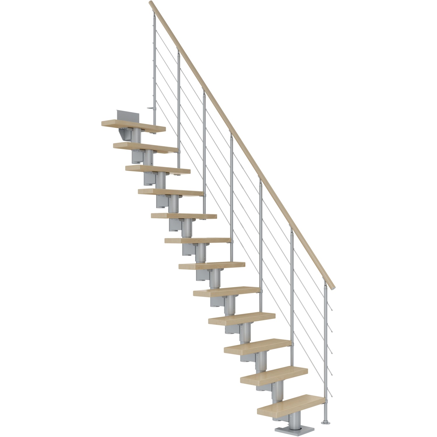 Dolle Mittelholmtreppe Dublin Ahorn Perlgrau GH bis 337 cm Gerade 75 cm FSC®