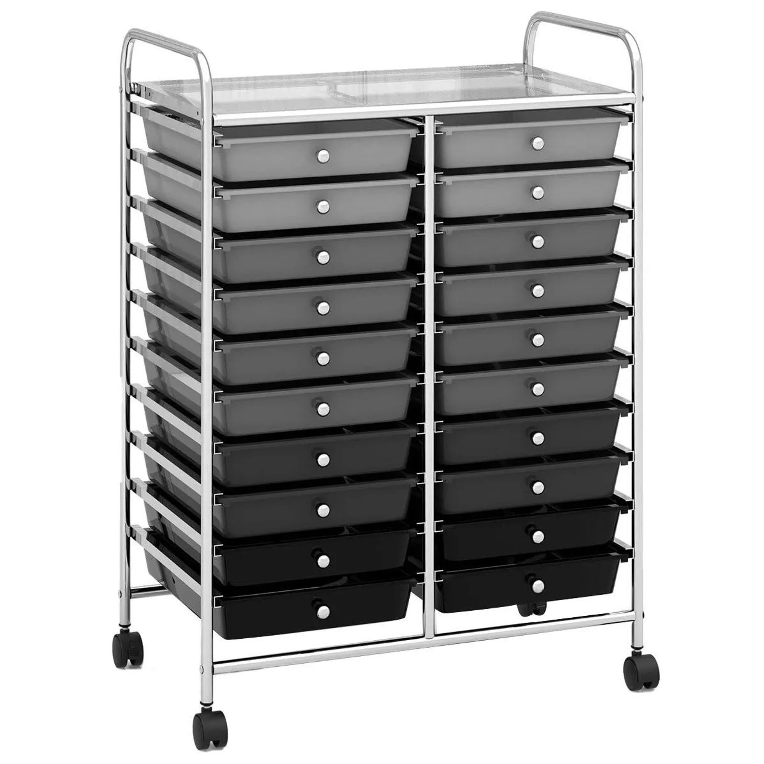 Costway Rollwagen mit 20 Stapelbaren Schubladen Gemischt Schwarz günstig online kaufen