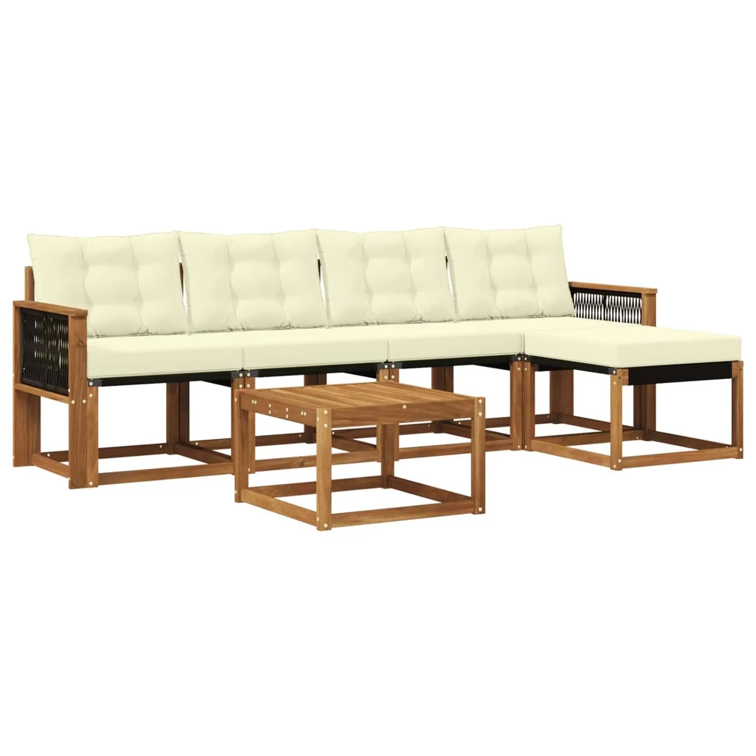 vidaXL Outdoor-Sofagarnitur mit Kissen 6 Stk Natur und Creme 3381902