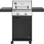 Jamestown Gasgrill Kane mit 2 Brennern und modularem Grillrostsystem, Edelstahl und Schwarz.