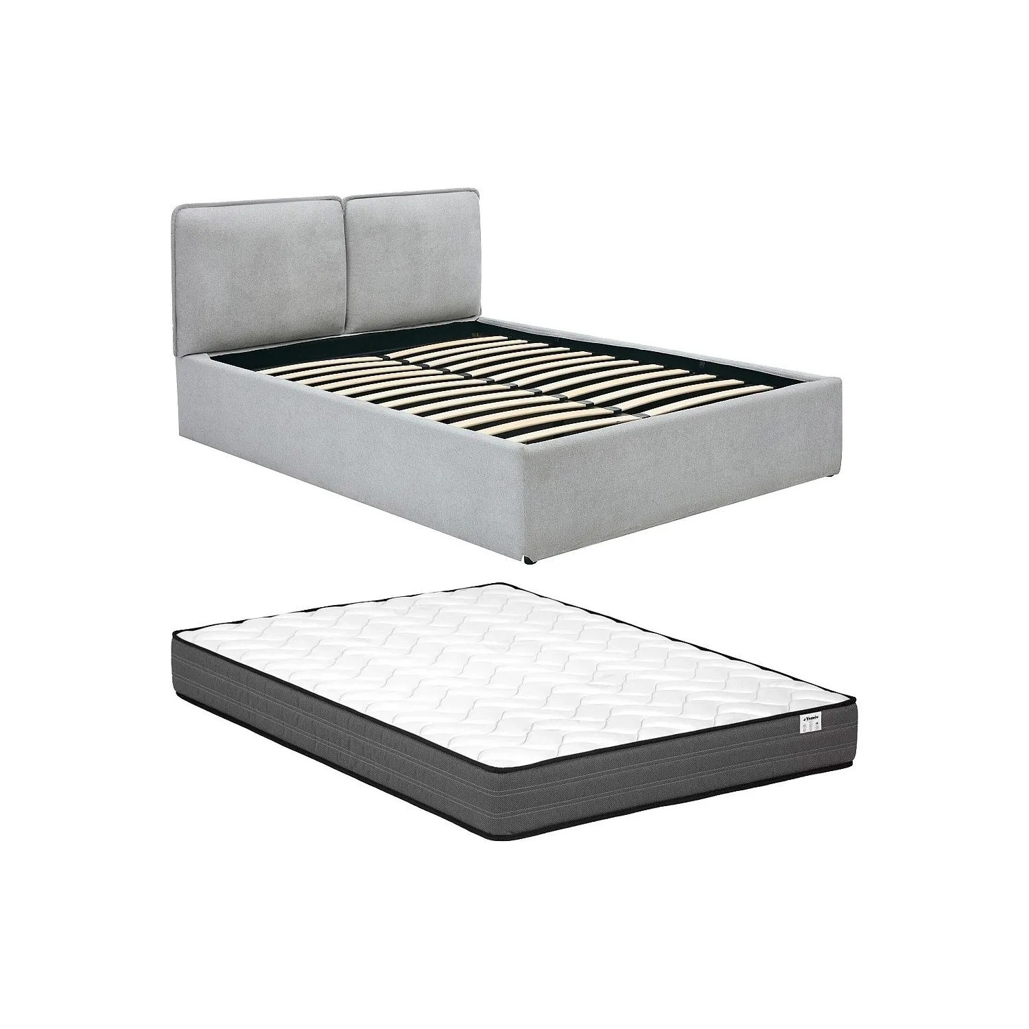 Vente-unique Bett Mit Bettkasten Tenese Hellgrau 153 cm