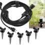 ChiliTec Gartensteckdose IP44 mit 5 schwarzen Einzelsteckdosen, 15m Kabel und Erdspießen für den Außenbereich.