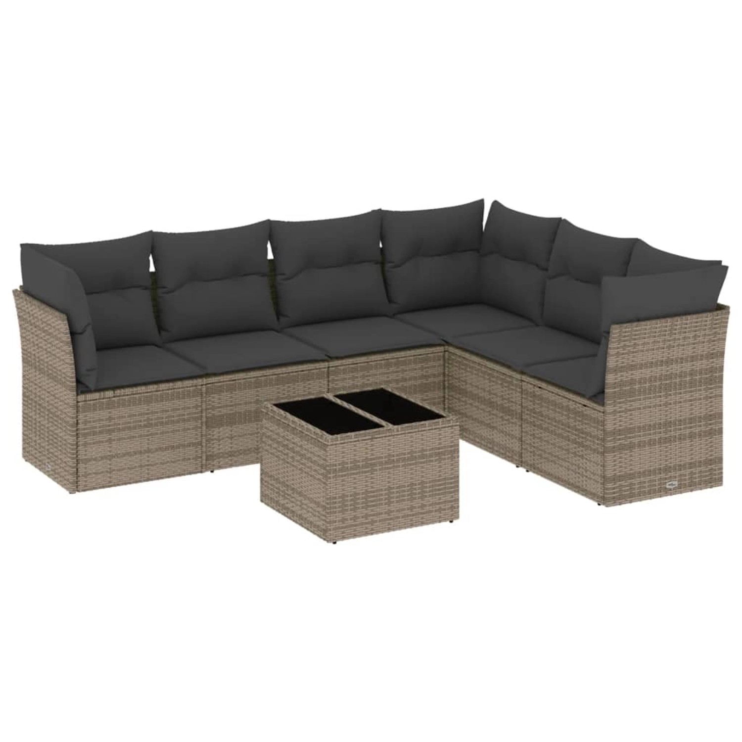 vidaXL 7-Tlg Garten-Sofagarnitur mit Kissen Grau Poly Rattan 3249529 günstig online kaufen