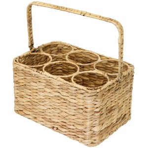 HMF 37219 Flaschenträger 6 Flaschen Flaschenkorb Geflochten Wasserhyazinthe 32 x 22 x 18 cm