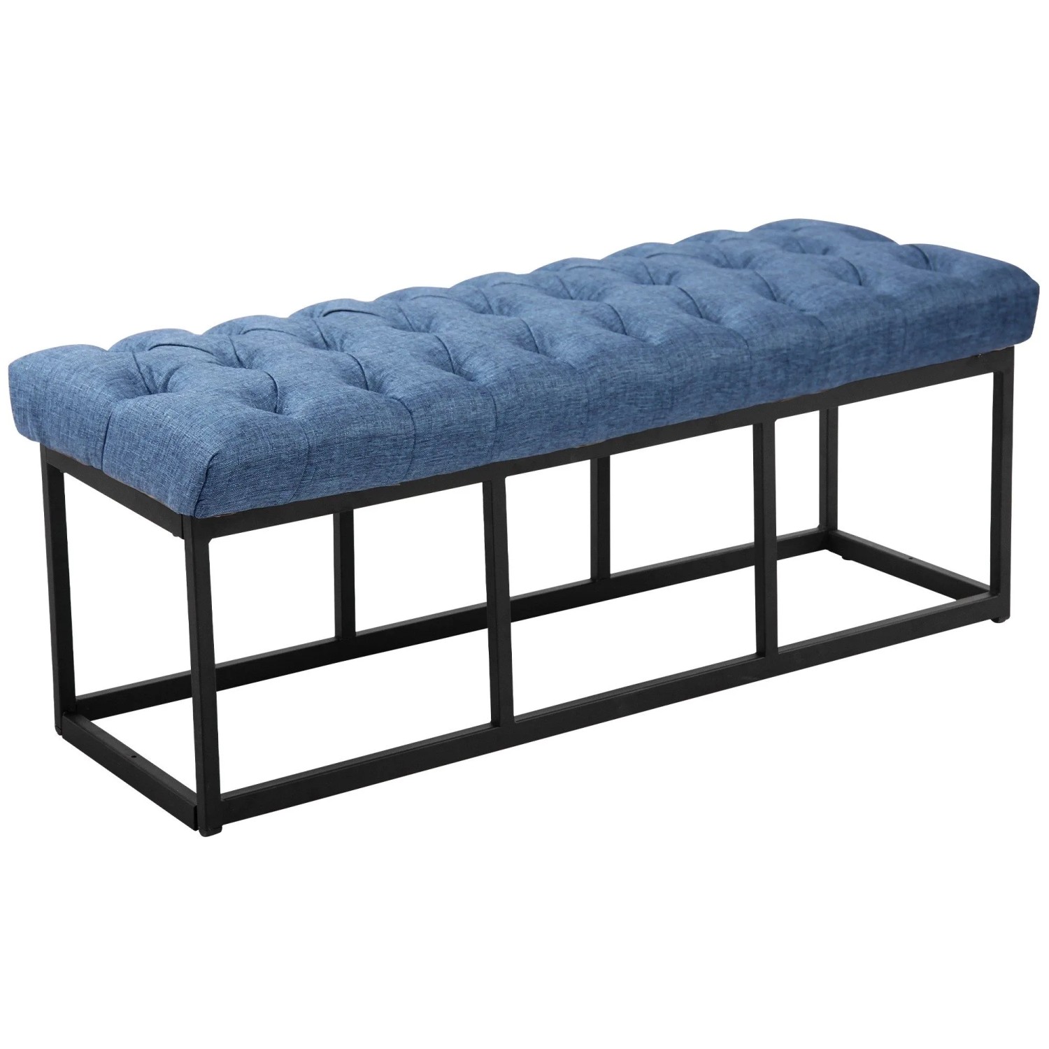 DELUKE Sitzbank MEXICO Stoff Blau 120x38x46cm Sitzbank Flur Sitzhocker Esszimmerbank Polsterbank Schlafzimmer
