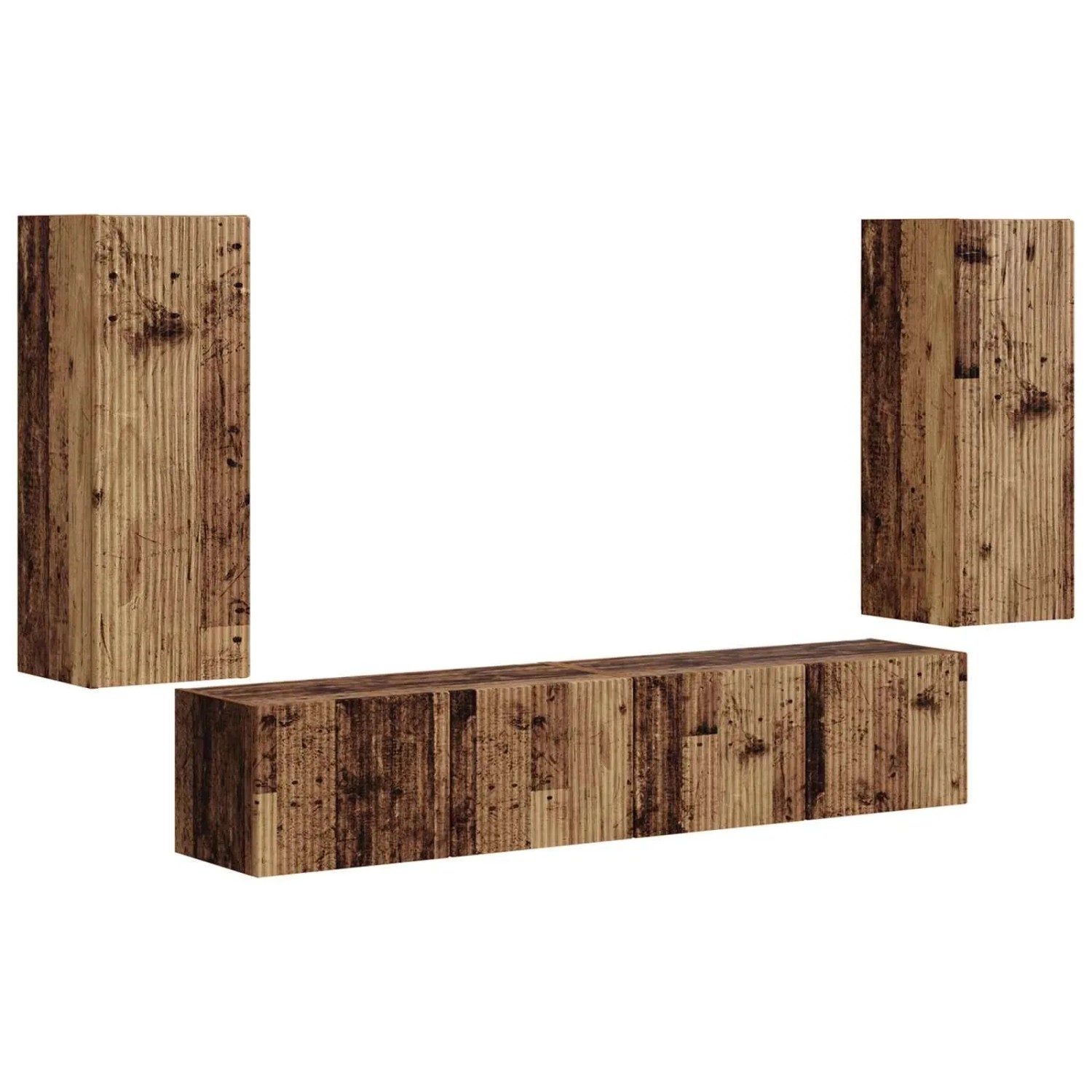 vidaXL TV-Wandregal-Set Wandmontiert 4 Stk Altholz Holzwerkstoff 3408923