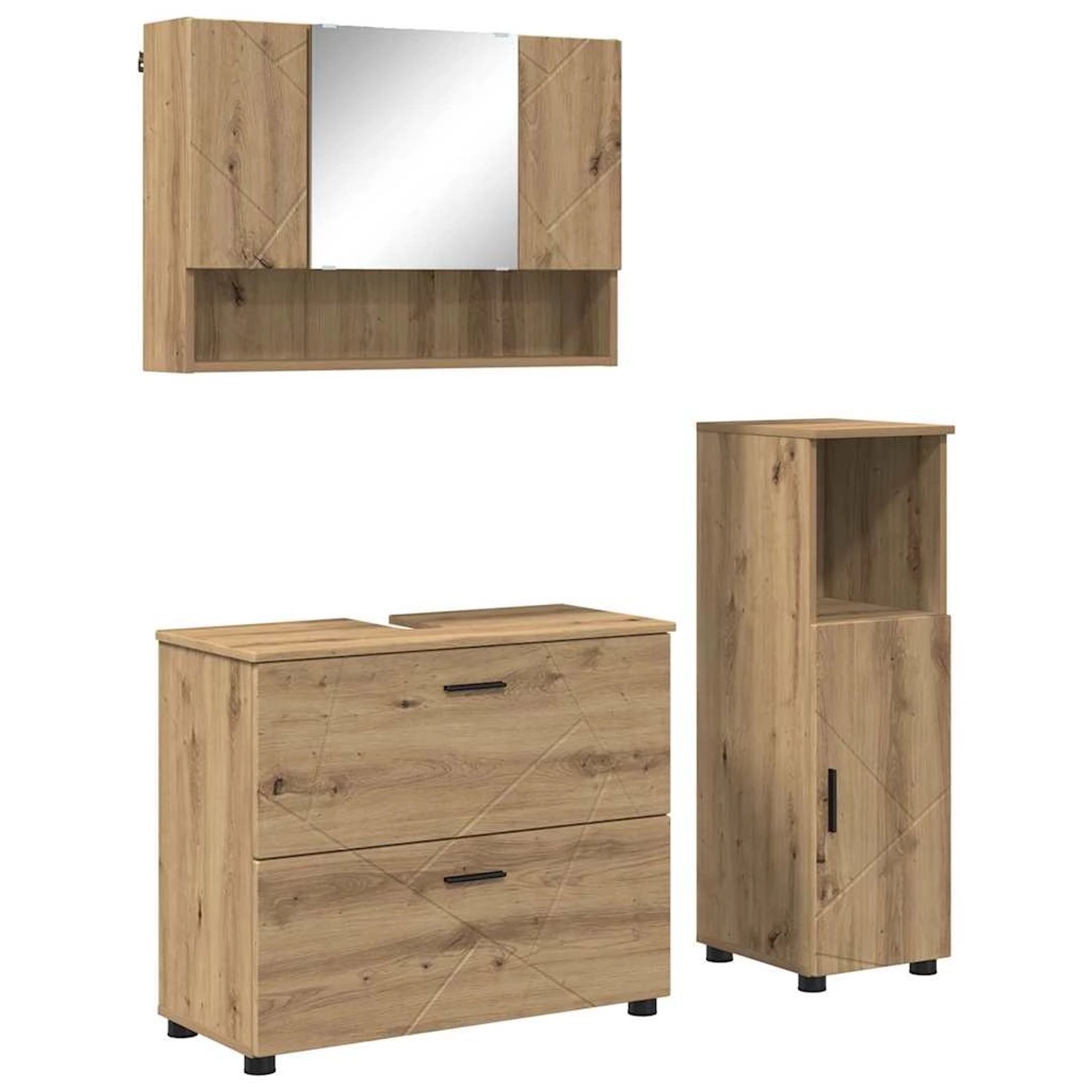 vidaXL Badezimmermöbel Set mit Regal 3-Tlg Artisan-Eiche Holzwerkstoff 3393 günstig online kaufen