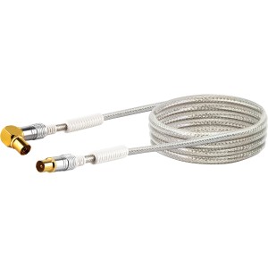 Schwaiger Antennenkabel, 3m, 110 dB, mit IEC-Winkelbuchse für Receiver und Antennendose.