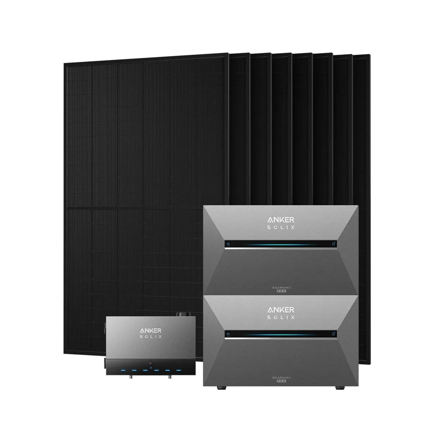 Anker SOLIX Balkonkraftwerk Speicher-Set 8 x 500 Wp Mit Zwei Solarbank 3 E2700 Pro Und Power Dock