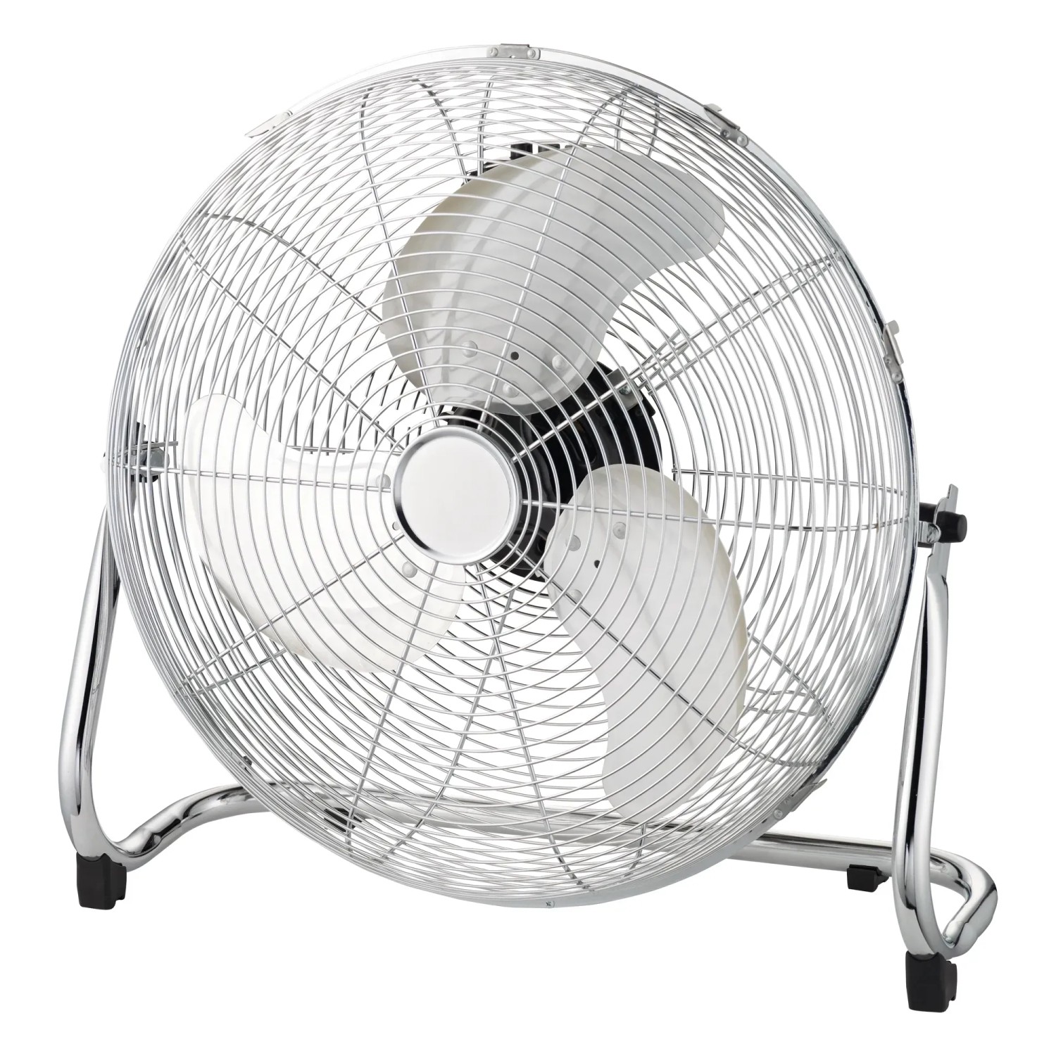 OBI Bodenventilator BV-3.45 Chrom, Windmaschine mit 3 Stufen und Neigungswinkel.