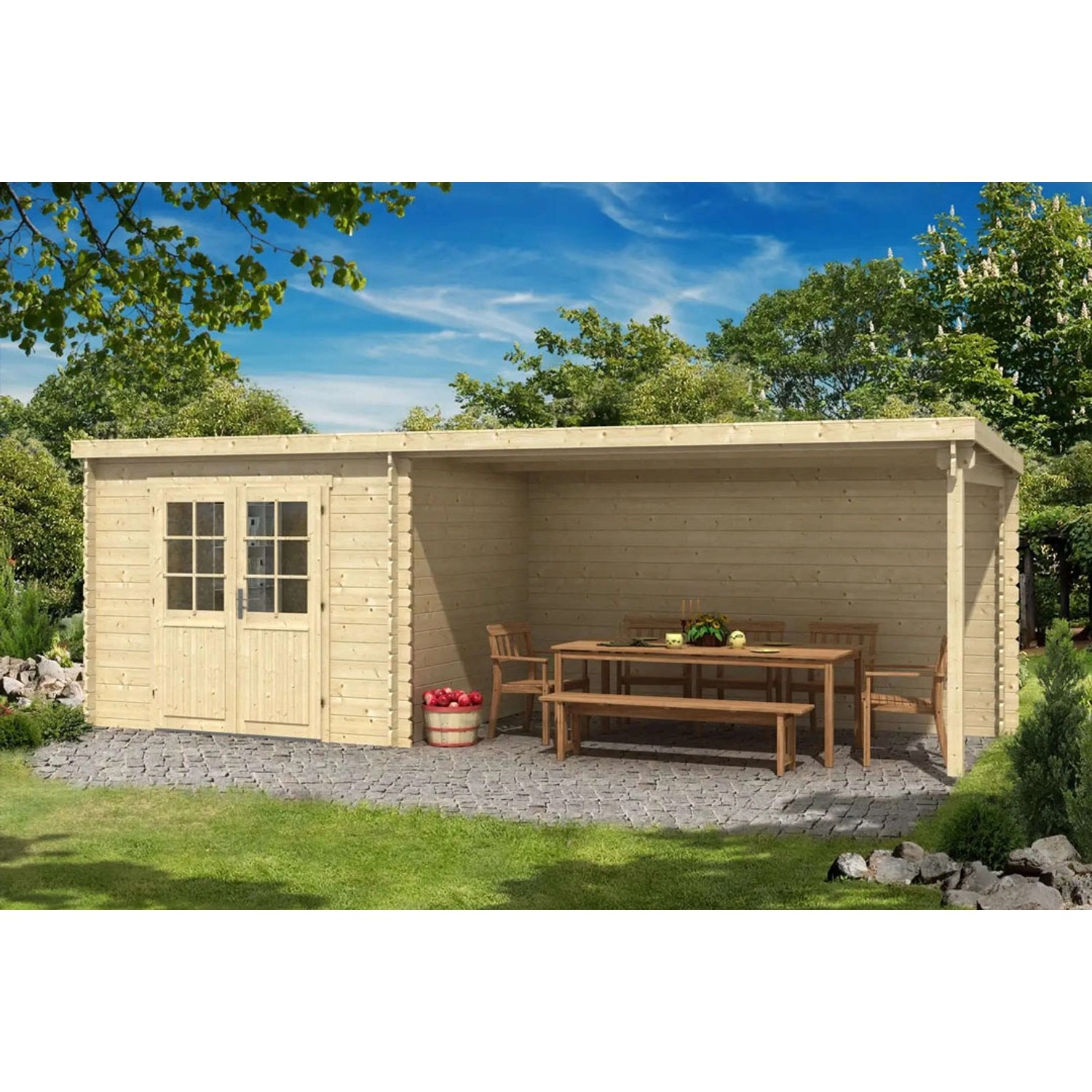 Alpholz Gartenhaus Brilon 28-A Pultdach Unbehandelt 320 cm x 254 cm günstig online kaufen